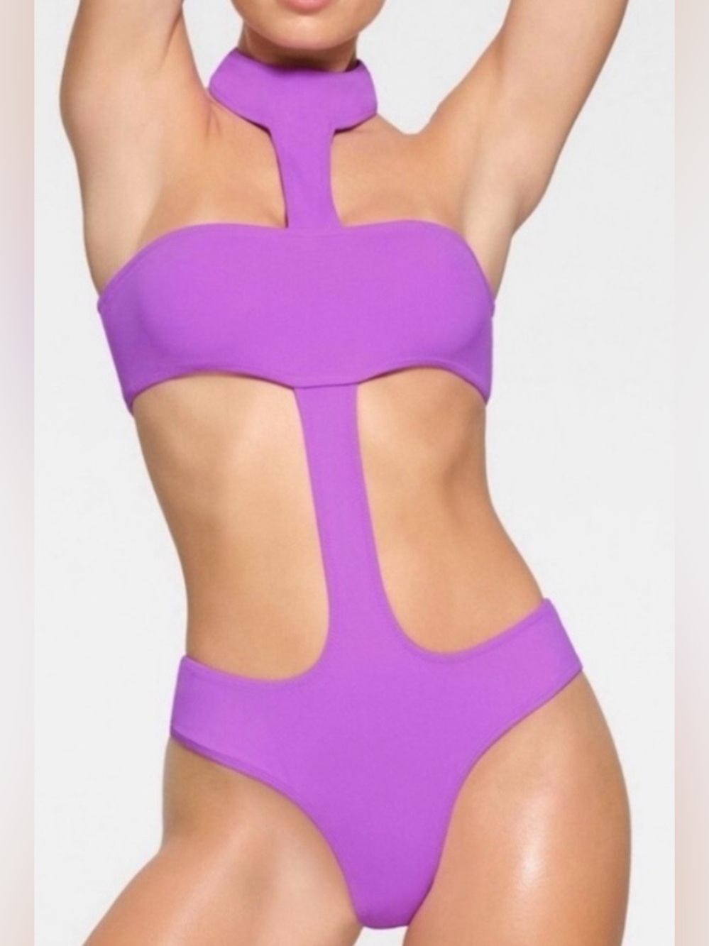 Skims NWT Cut Out Halter Monokini Violet Purple Strappy One-Piece Swimsuit XL